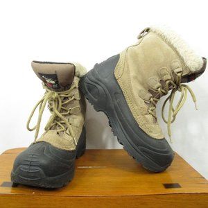 Itasca Cedar Snow Duck Boots Tan Size 8 Suede Faux Fur Trim Rubber Thinsulate